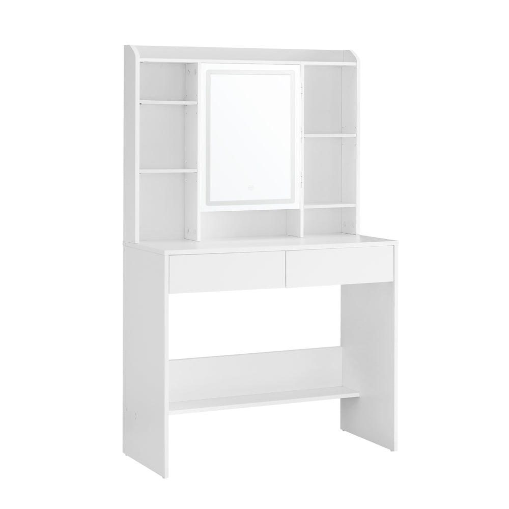 Dressing table/vanity with LED lighting and large mirror