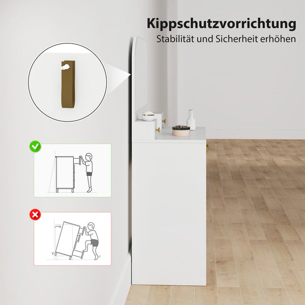 Schminktisch mit Spiegel und Schubladen kompakt weiss