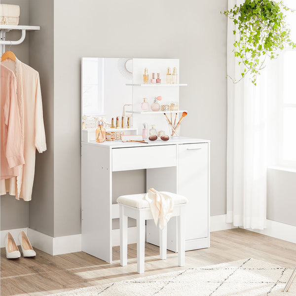 Dressing table with drawer, white