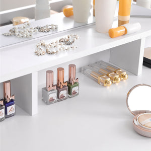 White vanity table with mirror