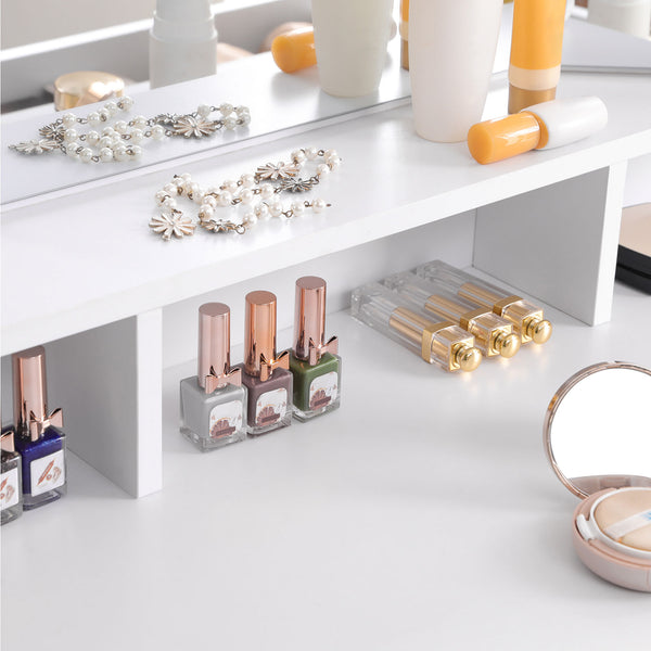 White vanity table with mirror