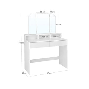 White vanity table with mirror