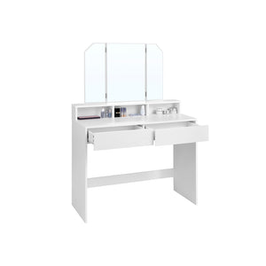 White vanity table with mirror