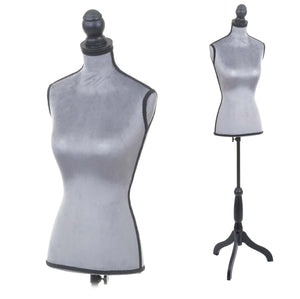 Schneiderpuppe Schaufensterpuppe Torso weiblich Schaumstoff Samt grau