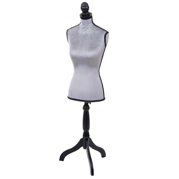 Schneiderpuppe Schaufensterpuppe Torso weiblich Schaumstoff Samt grau