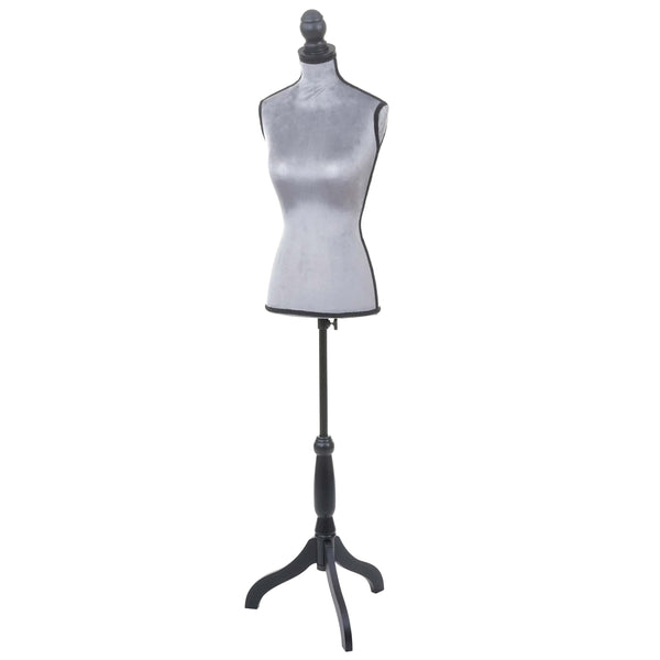 Schneiderpuppe Schaufensterpuppe Torso weiblich Schaumstoff Samt grau