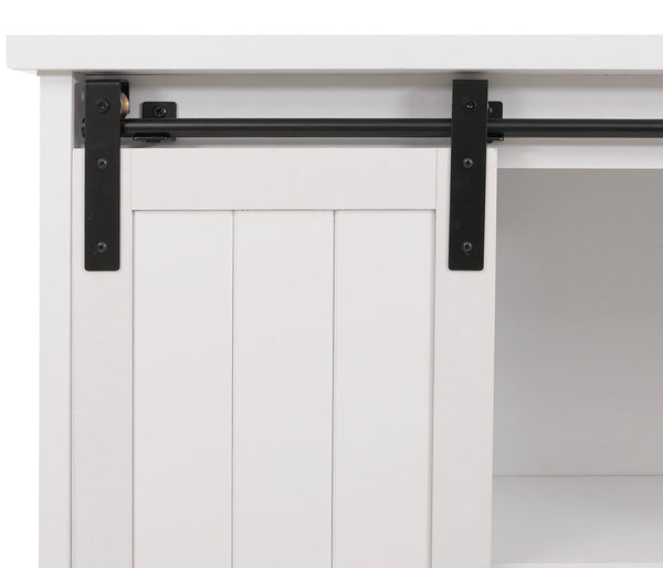 Schrank Kommode Highboard Schiebetür 8 Staufächer Industrial 163x76x38cm weiss