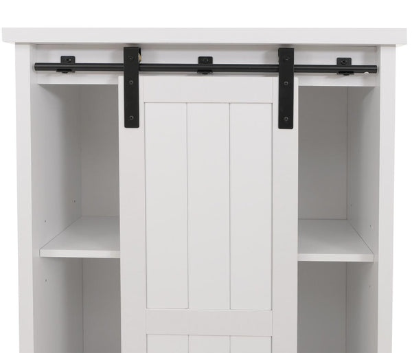 Schrank Kommode Highboard Schiebetür 8 Staufächer Industrial 163x76x38cm weiss