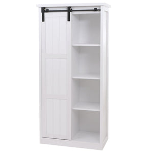 Schrank Kommode Highboard Schiebetür 8 Staufächer Industrial 163x76x38cm weiss