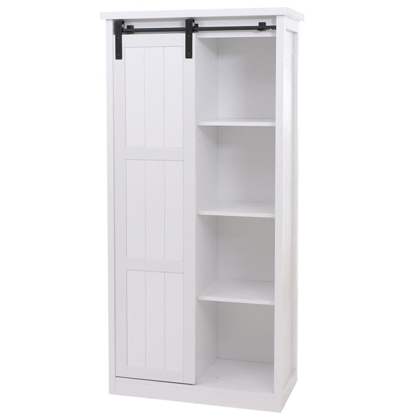Schrank Kommode Highboard Schiebetür 8 Staufächer Industrial 163x76x38cm weiss