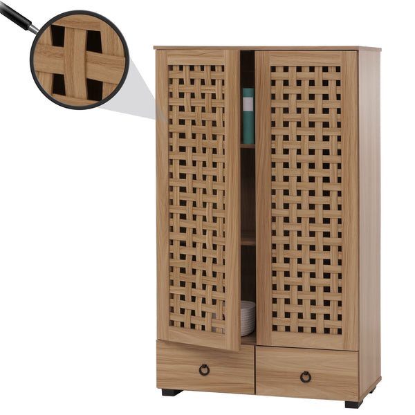 Schrank Wohnzimmerschrank 2 Türen 2 Schubladen 138x80x36cm braun