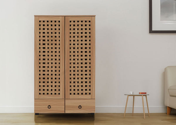Schrank Wohnzimmerschrank 2 Türen 2 Schubladen 138x80x36cm braun