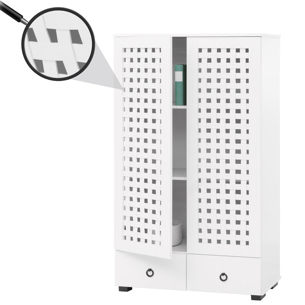 Schrank Wohnzimmerschrank 2 Türen 2 Schubladen 138x80x36cm weiss