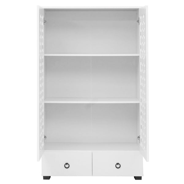 Schrank Wohnzimmerschrank 2 Türen 2 Schubladen 138x80x36cm weiss