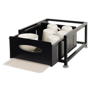 Schrankschublade mit Tablett Küchenauszug Geschirrablage 19x34x42cm schwarz