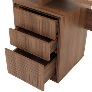 Schreibtisch Braun mit Schublade, Bürotisch aus Melaminholz