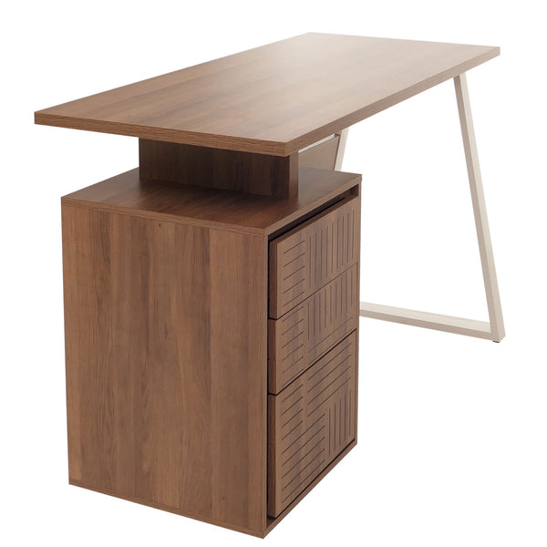 Schreibtisch Braun mit Schublade, Bürotisch aus Melaminholz