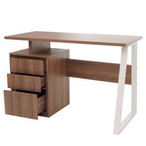 Schreibtisch Braun mit Schublade, Bürotisch aus Melaminholz