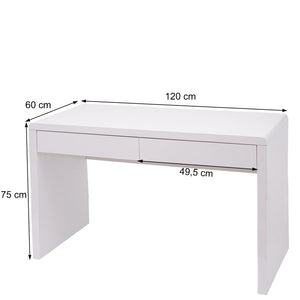 Schreibtisch Bürotisch Computertisch Arbeitstisch Hochglanz 120x60cm weiss