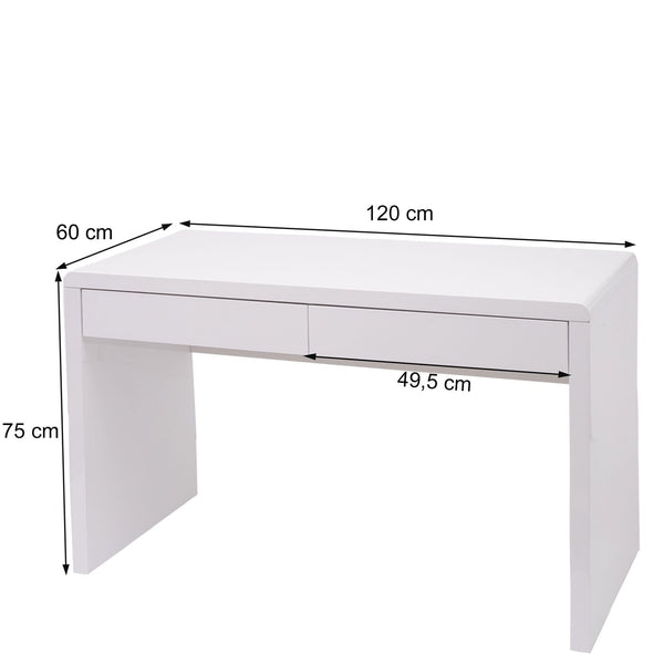 Schreibtisch Bürotisch Computertisch Arbeitstisch Hochglanz 120x60cm weiss