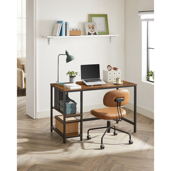 Schreibtisch Computertisch mit 2 Ablagen Braun IndustrialVIBE