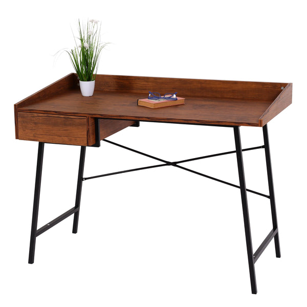 Schreibtisch Bürotisch Computertisch Schublade 3D-Struktur 98x114x60cm braun