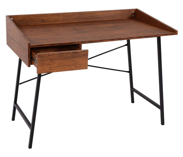 Schreibtisch Bürotisch Computertisch Schublade 3D-Struktur 98x114x60cm braun
