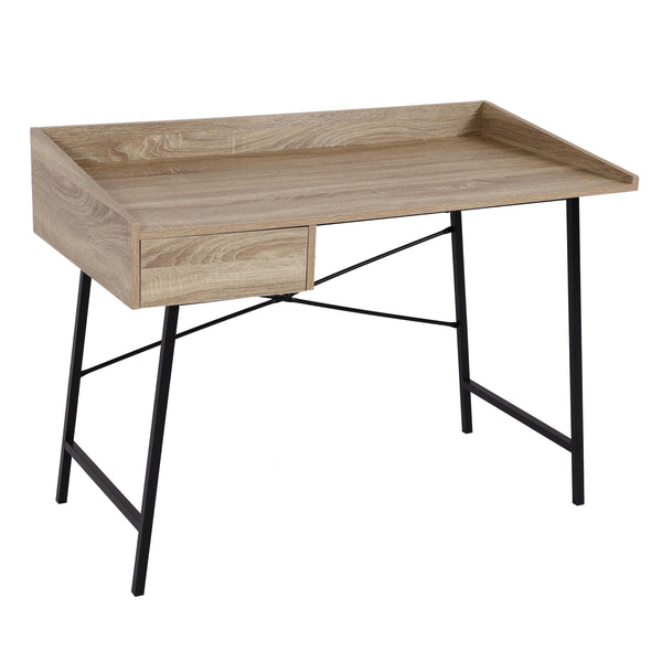 Schreibtisch Bürotisch Computertisch Schublade 3D-Struktur 98x114x60cm Eiche-Optik