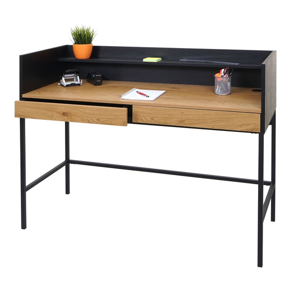 Schreibtisch Bürotisch Computertisch Schublade 120x50cm Holz Metall Eiche-Optik