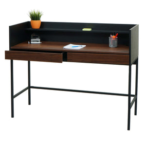 Schreibtisch Bürotisch Computertisch Schublade 120x50cm Holz Metall Walnuss-Optik