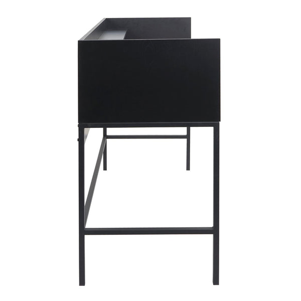 Schreibtisch Bürotisch Computertisch Schublade 120x50cm Holz Metall Walnuss-Optik