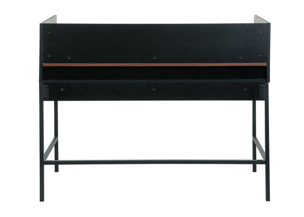 Schreibtisch Bürotisch Computertisch Schublade 120x50cm Holz Metall Walnuss-Optik