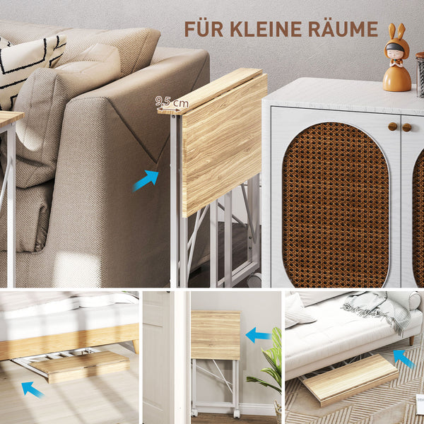Schreibtisch klappbar platzsparend für Büro mit Rollen Holz Metall