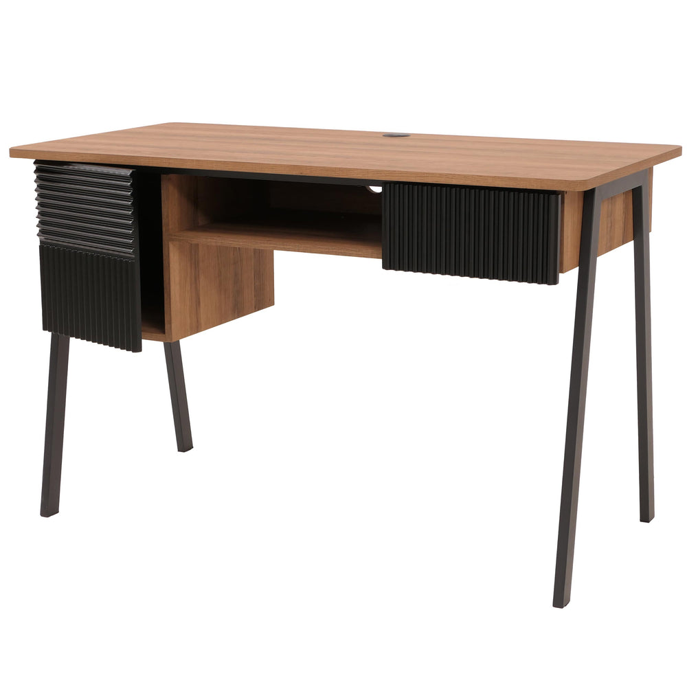 Moderner Schreibtisch aus MDF und Metall, 120x60cm natur