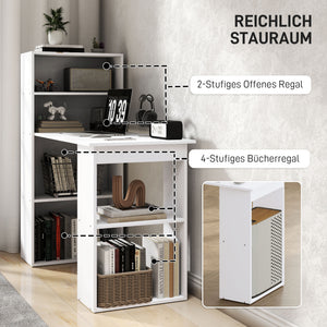 Schreibtisch Arbeitstisch Home Office mit Regalen 120x55cm weiss