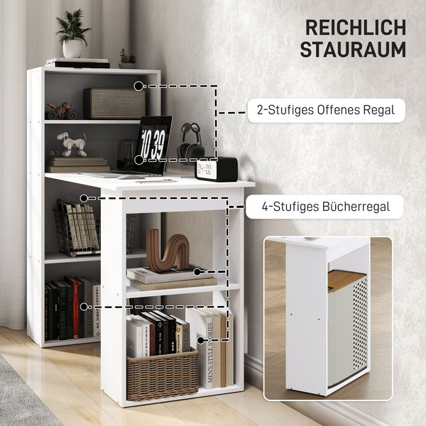 Schreibtisch Arbeitstisch Home Office mit Regalen 120x55cm weiss