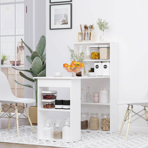 Schreibtisch Arbeitstisch Home Office mit Regalen 120x55cm weiss