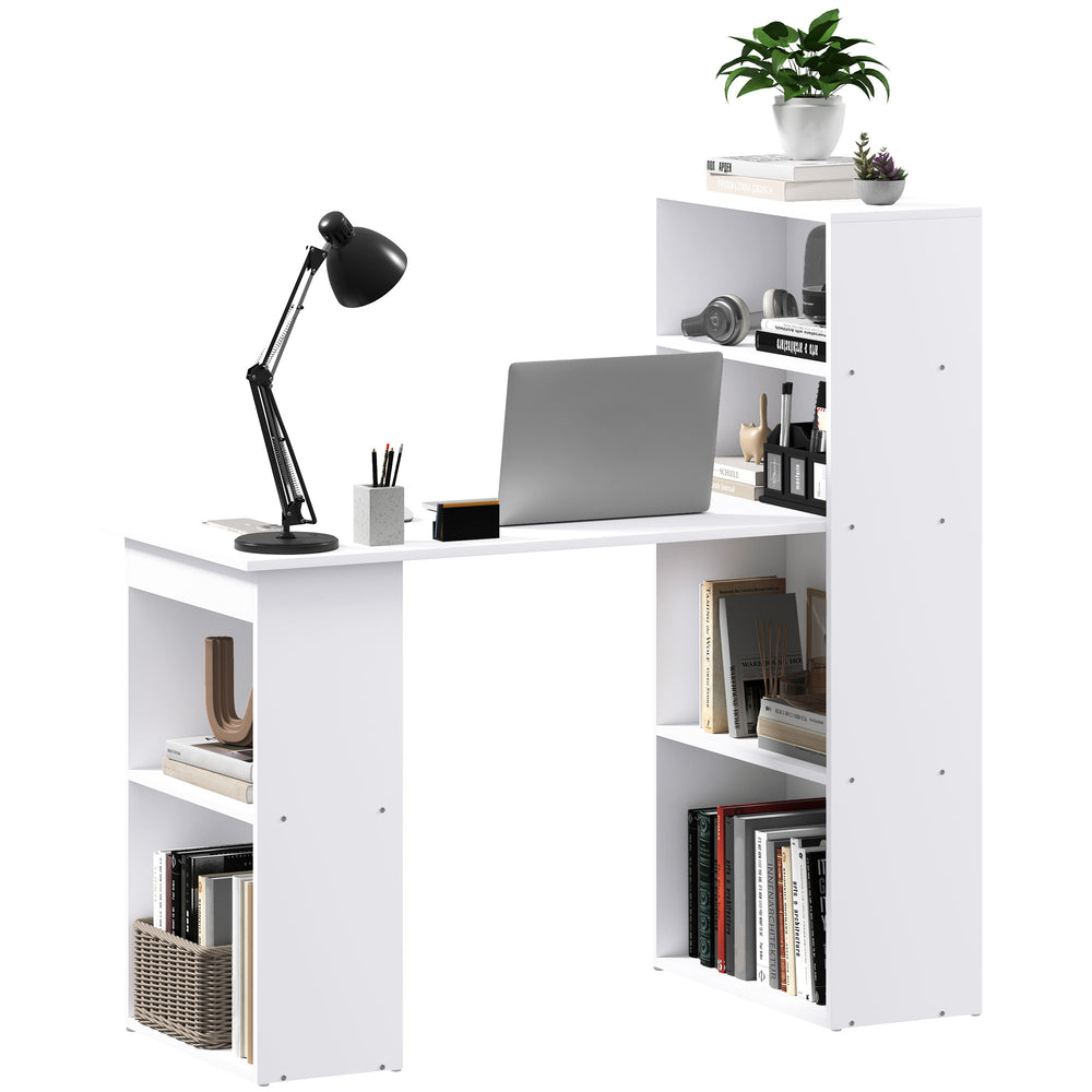 Schreibtisch Arbeitstisch Home Office mit Regalen 120x55cm weiss