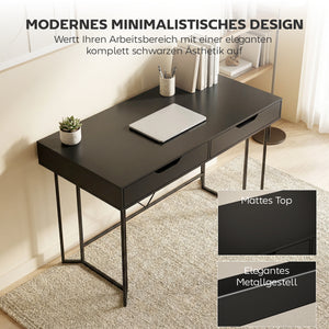 Schreibtisch mit Schubladen für Home Office schwarz