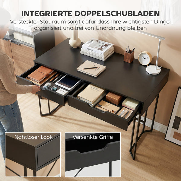 Schreibtisch mit Schubladen für Home Office schwarz