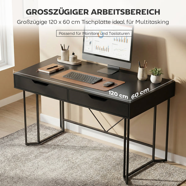 Schreibtisch mit Schubladen für Home Office schwarz