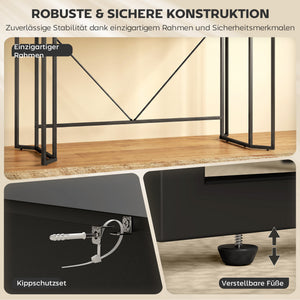 Schreibtisch mit Schubladen für Home Office schwarz