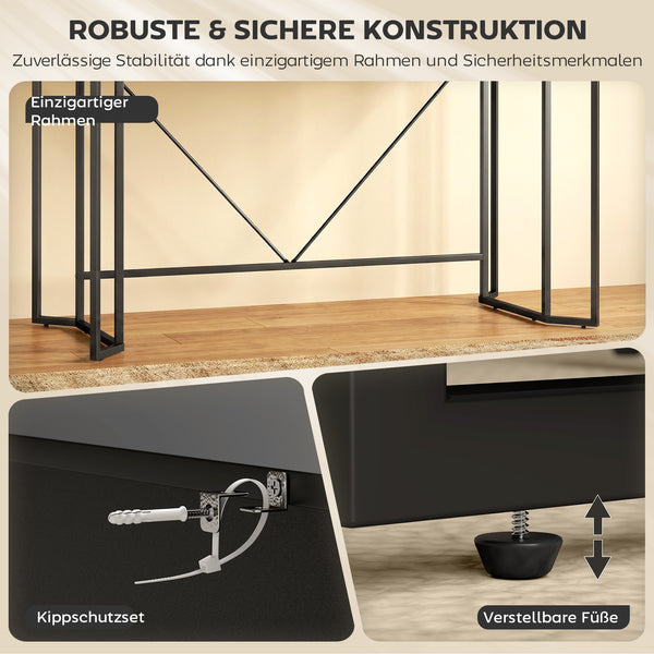 Schreibtisch mit Schubladen für Home Office schwarz