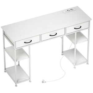 Schreibtisch mit USB Steckdosen Regalen und Schubladen weiss