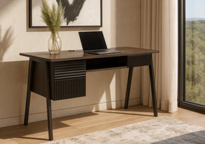 Moderner Schreibtisch Walnuss-Optik 120cm, MDF & Metall