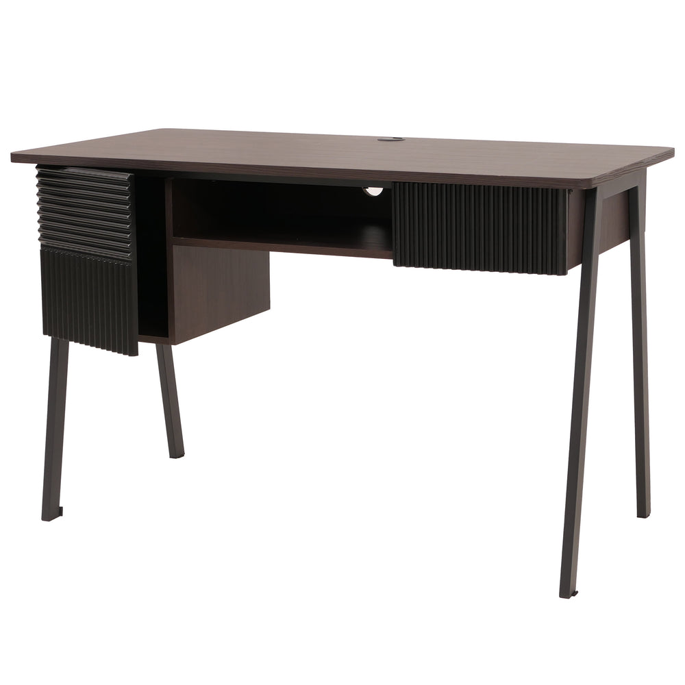 Moderner Schreibtisch Walnuss-Optik 120cm, MDF & Metall
