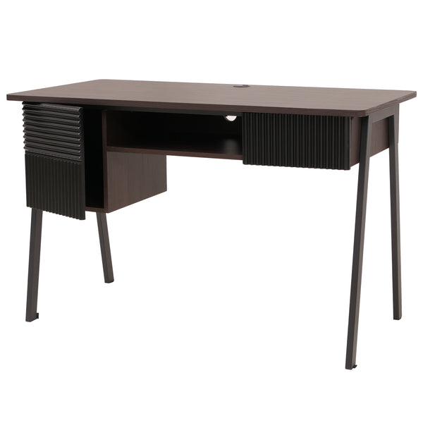 Moderner Schreibtisch Walnuss-Optik 120cm, MDF & Metall