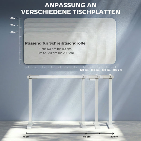 Schreibtischgestell elektrisch höhenverstellbar mit Memory weiss