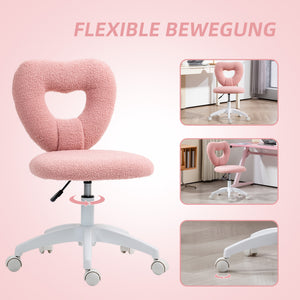 Schreibtischstuhl ergonomisch gepolstert mit Herz Rückenlehne rosa