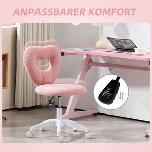 Schreibtischstuhl ergonomisch gepolstert mit Herz Rückenlehne rosa